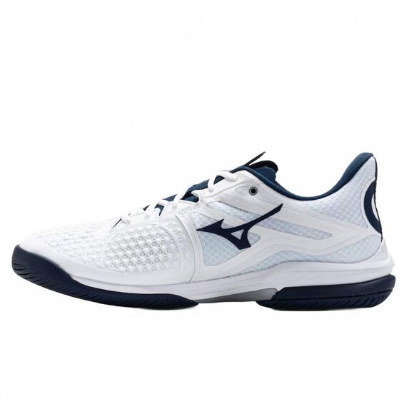NEW MIZUNO men's wave exceed tour 6 ac running shoes in white/dress blue